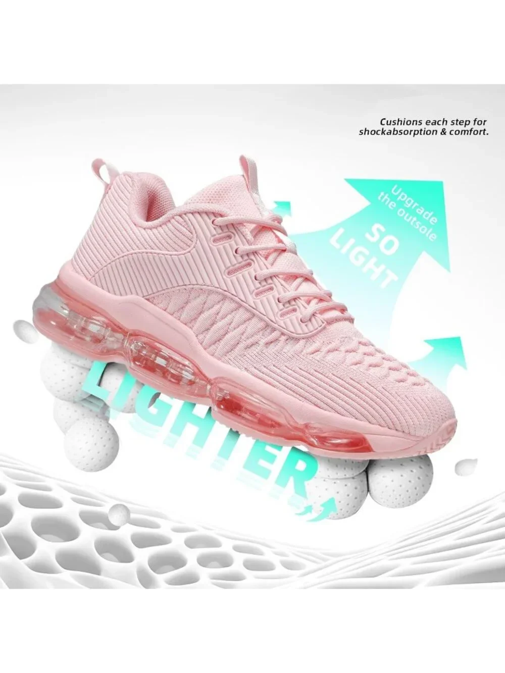 🆕Women's Light Pink Walking Running Shoes Air Cushion Breathable Sneakers